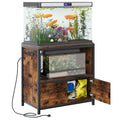 TQVAI 50-75 Gallon Fish Tank Stand with Power Outlets, Heavy Duty Aquarium Stand with Cabinet Storage Fish Tank Accessories, Large Reptile Terrarium Tank Stand, Black/Vintage