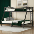 Bellemave Metal Bunk Bed Twin XL Over Queen, Heavy Duty Bed Frame with Guardrails & 2 Side Ladders, Noise Free Sturdy Twin Over Queen Bunk Beds for Adults & Kids, Black