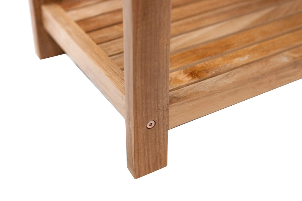 NORDIC STYLE TEAK Wood Shower Stool and Spa Bench with Shelf, Teak Shower Bench for Indoor and Outdoor Use, Teak Storage Bench, Teakwood Shower Bench, Natural Finish, 35"