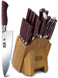 HOSHANHO Kitchen Knife Set with Block 18-Piece, Super Sharp High Carbon Stainless Steel Chef Knife Set, Professional Cutlery Knife Set with Sharpener