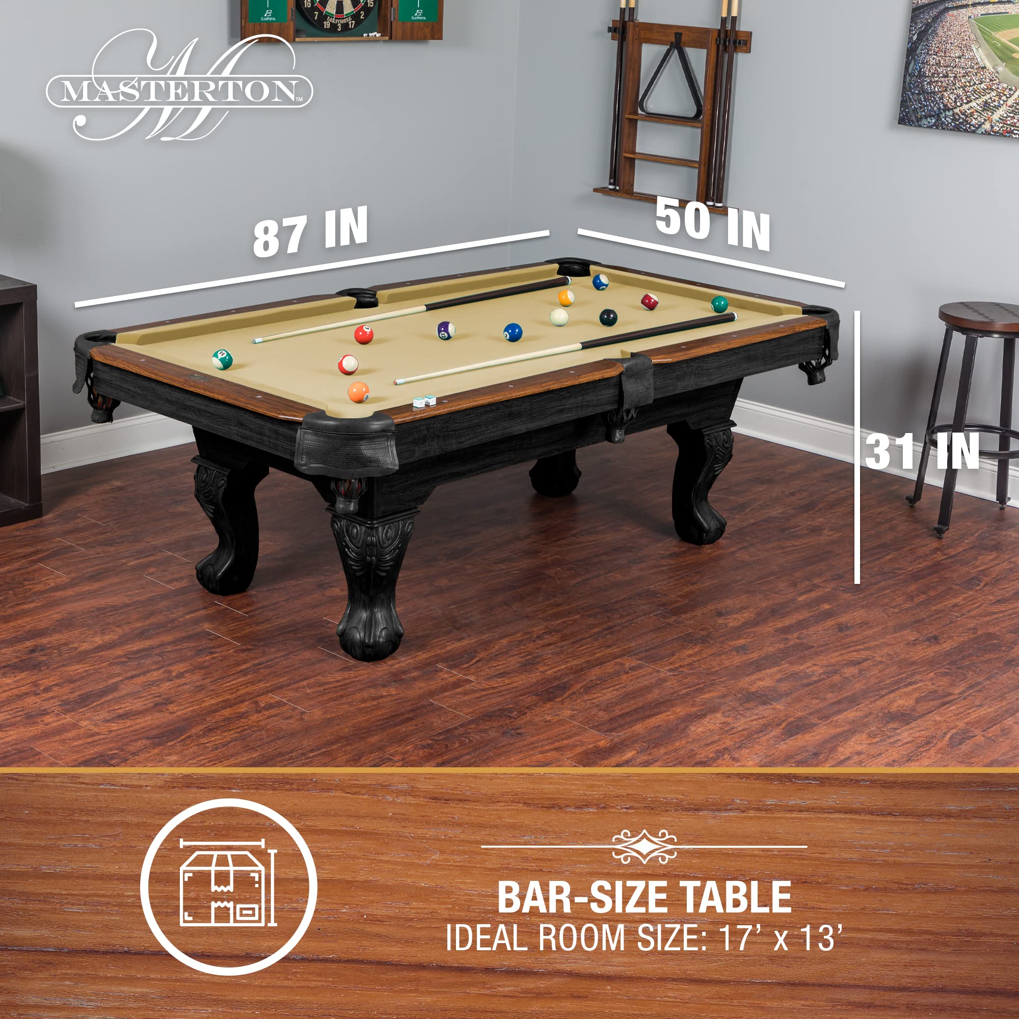 EastPoint Sports Masterton Billiard Table Deluxe - Tan 87 inch 1-1-32270-AA001D