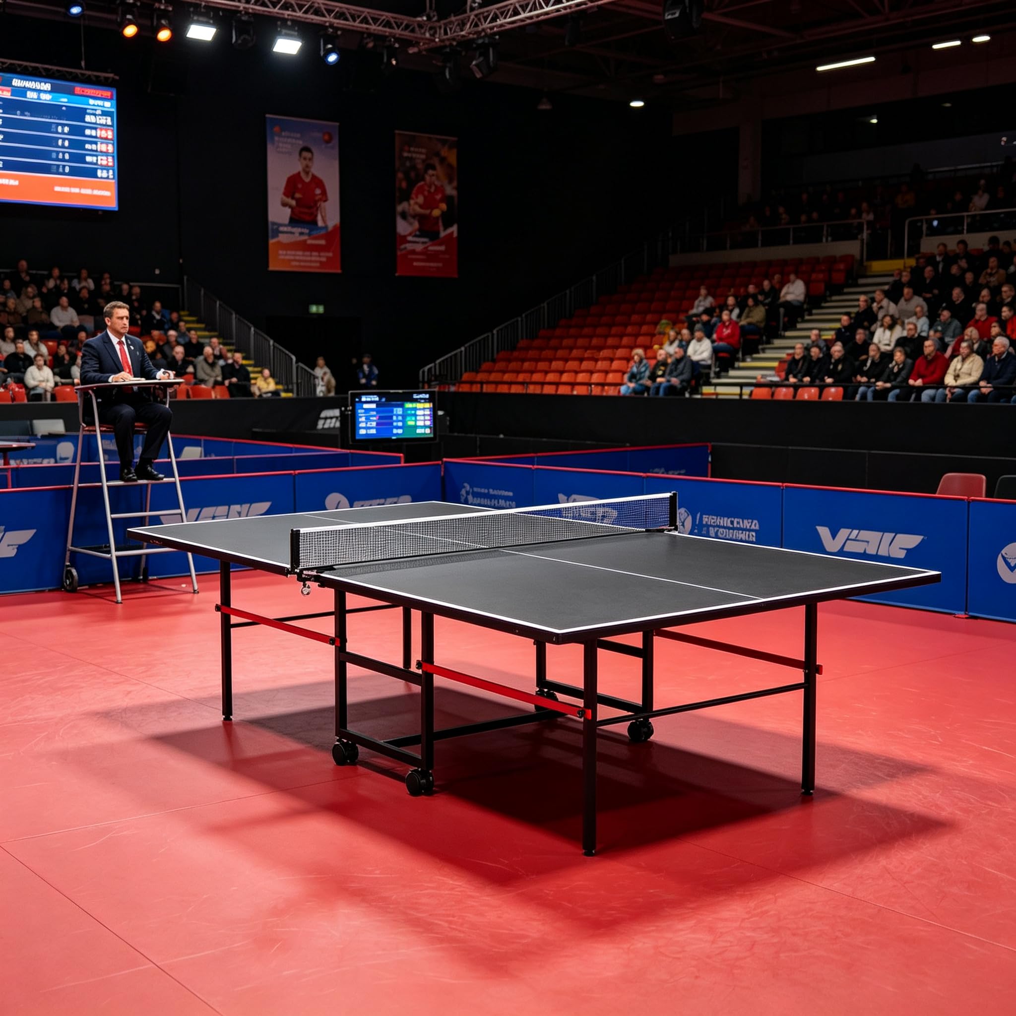 8FT Table Tennis Table with Net, Indoor/Outdoor Professional Ping Pong Table for Kids Adults, Folding Ping Pong Table, Complete Set with Paddles and Balls, School Playground Game Table (Black)