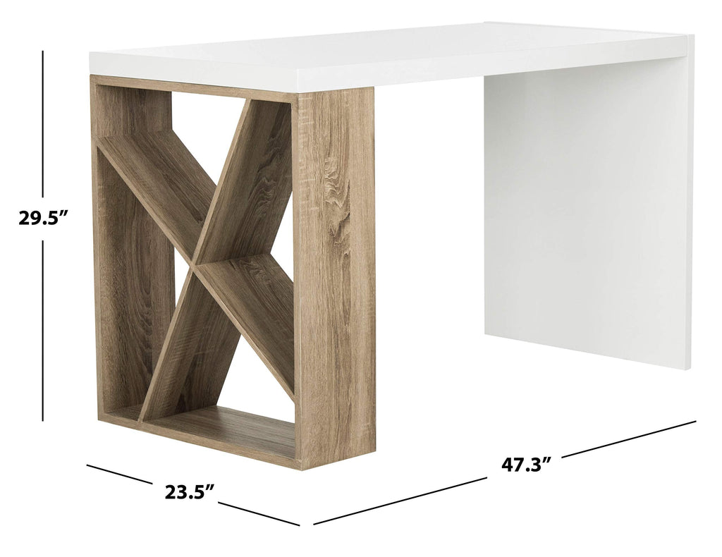 Safavieh Home Collection Carlene White Lacquer and Oak Desk