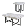 Furniture of America Willy Modern Storage Faux Marble Top 2-Piece Coffee and End Table Set for Living Room, Gray