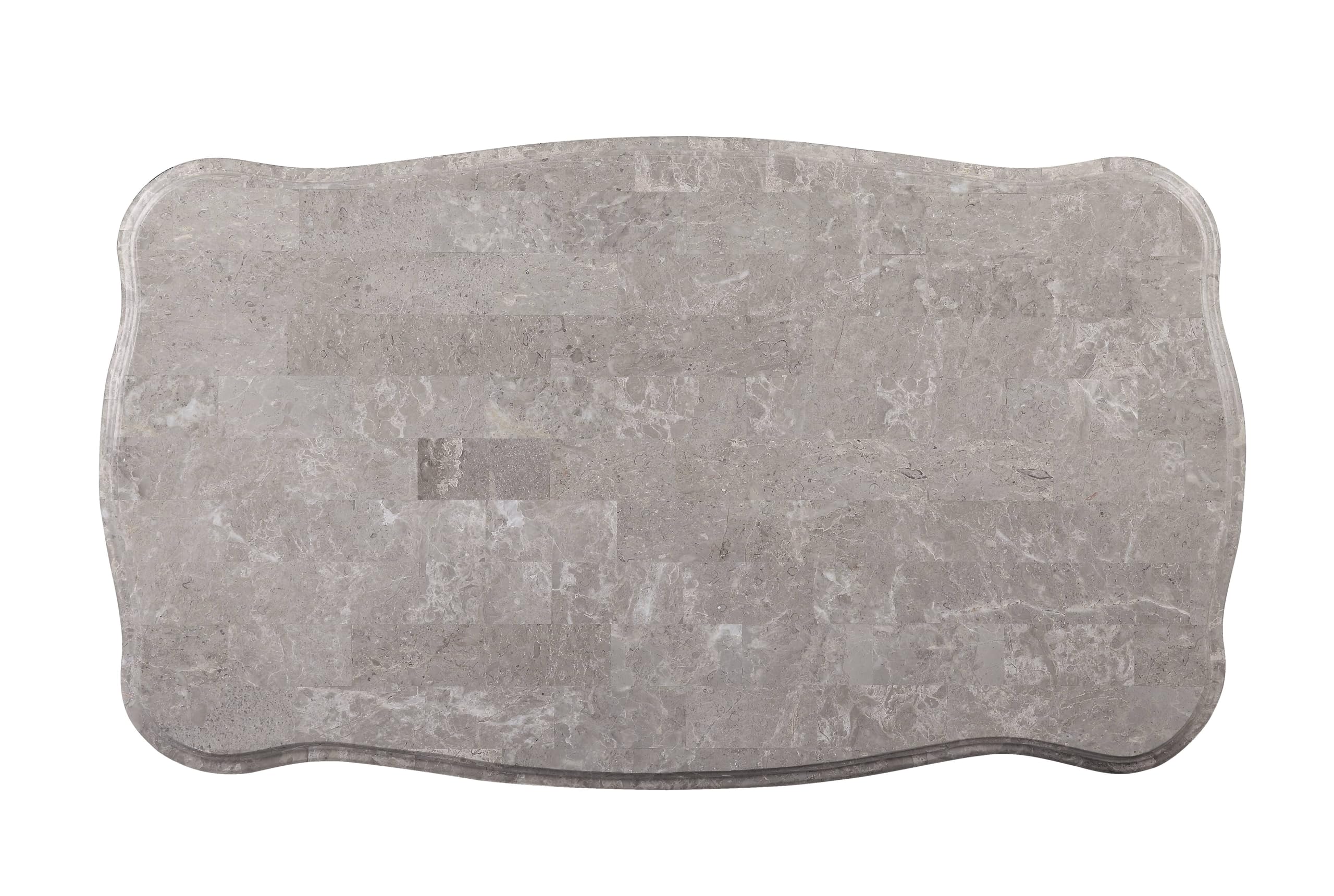 Acme Ariadne Rectangular Marble Top Wooden Coffee Table in Platinum Gray