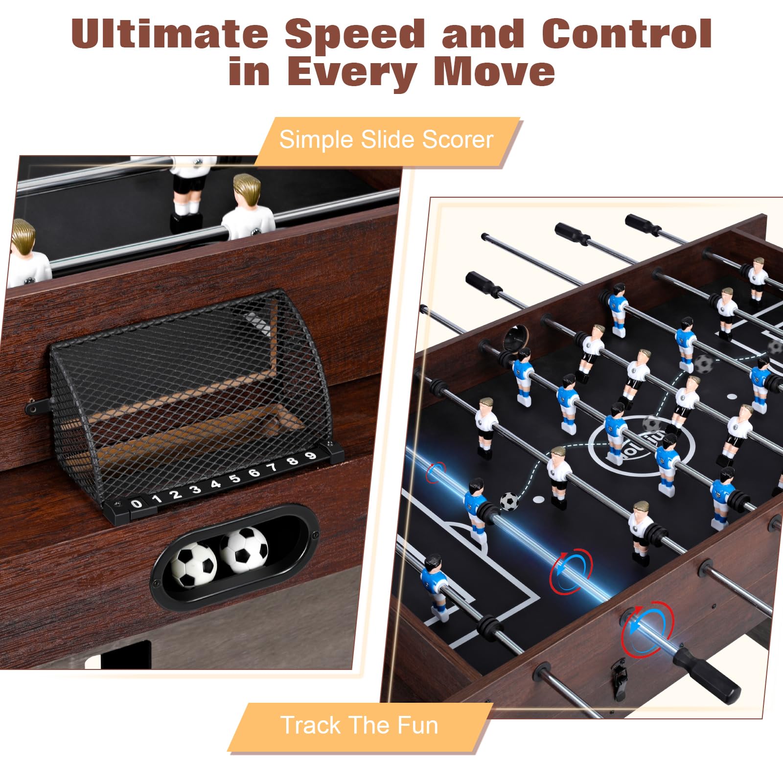 4-in-1 Combo Game Table – 55" Multi-Game Table with Foosball, Electric Air Hockey (Powerful 700mA Motor), Ping Pong & Poker – Great for Home & Game Room Fun