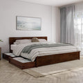 AFI, Wesley King Platform Bed with Panel Footboard & Storage Drawers, Walnut