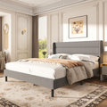 Mxhtcewz King Size Upholstered Platform Bed Frame, Modern Linen Fabric Bed with Wingback Headboard, Sturdy No Wobble, Noise-Free & Easy Assembly, No Box Spring Needed, Gray
