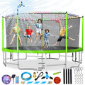 Lyromix 16FT Trampoline, Large Recreational Trampoline for Kids, Outdoor Trampoline with Basketball Hoop and Ladder, Backyard Jumping Trampoline, Capacity for 6-9 Kids and Adults, Grass Green
