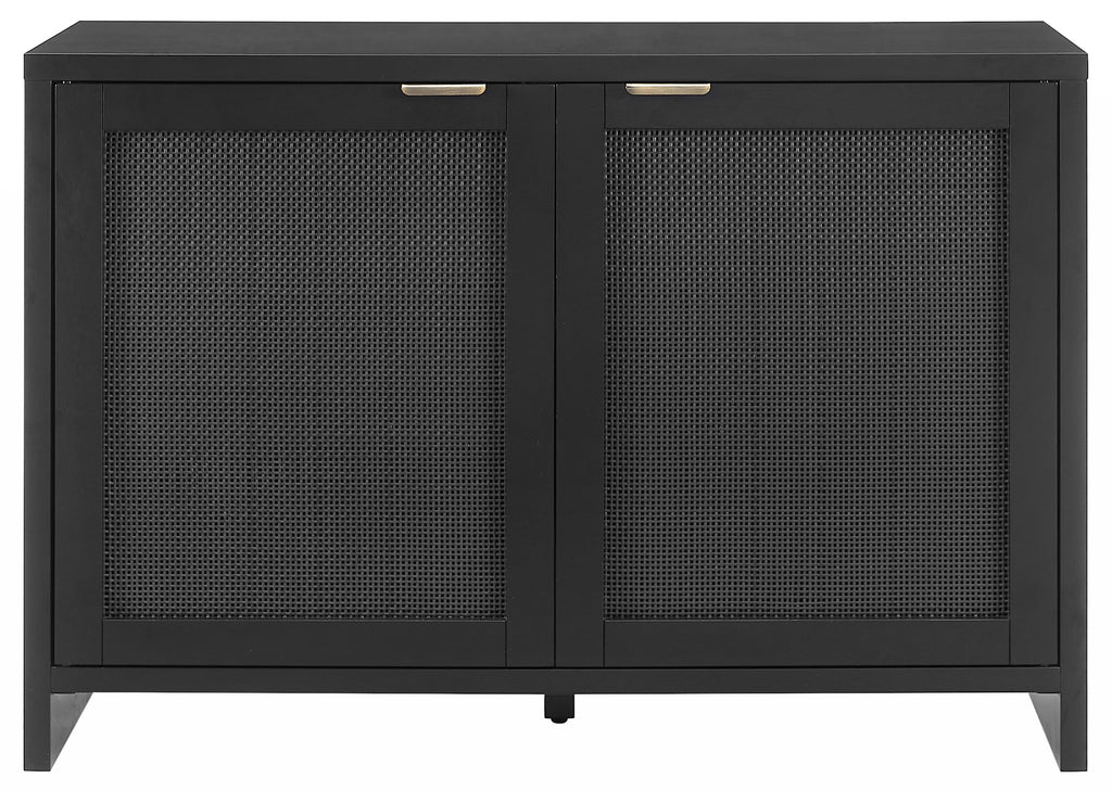 Crosley Furniture Kenji Media Console, Record Player Stand with Vinyl Storage, Modern Home Organizer, Black