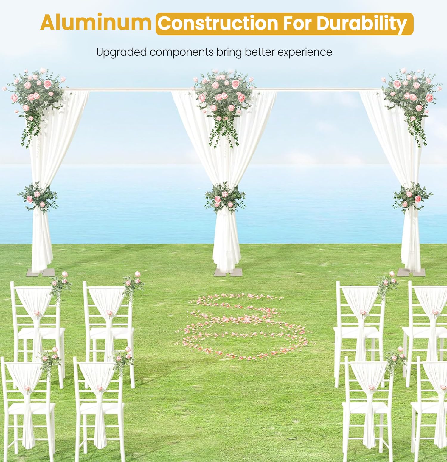 Jiang&Rong 10ft x 20ft Adjustable Backdrop Stand Kit - Heavy Duty Pipe and Drape Stand for Photo Studio, Booth, or Photography Backgrounds
