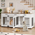 Garvee 71" Dog Crate Furniture for 2 Dogs, Heavy Duty Indoor Dog Kennel TV Stand, XL Wooden Dog Cage with Divider for Medium Large Dogs, End Table Dog Crate