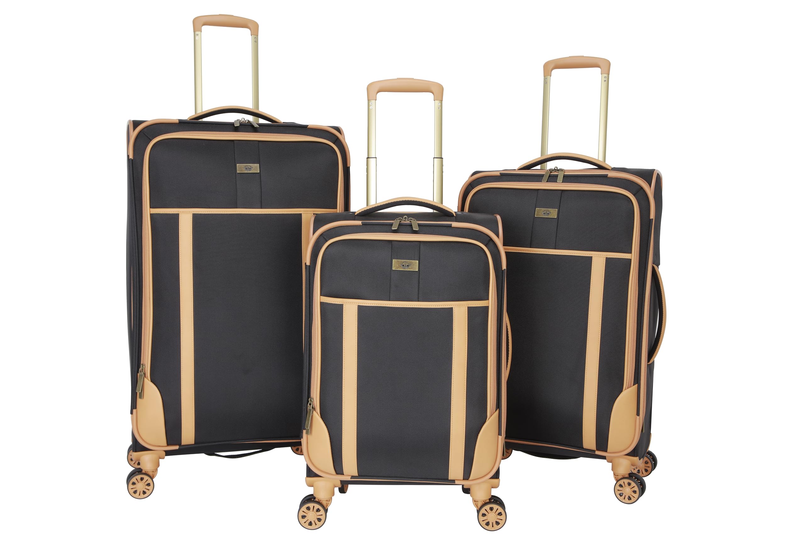 Dockers Seahorse Softside Expandable 8-Wheel Spinner Travel Checked Luggage, 3-Piece Set, Black