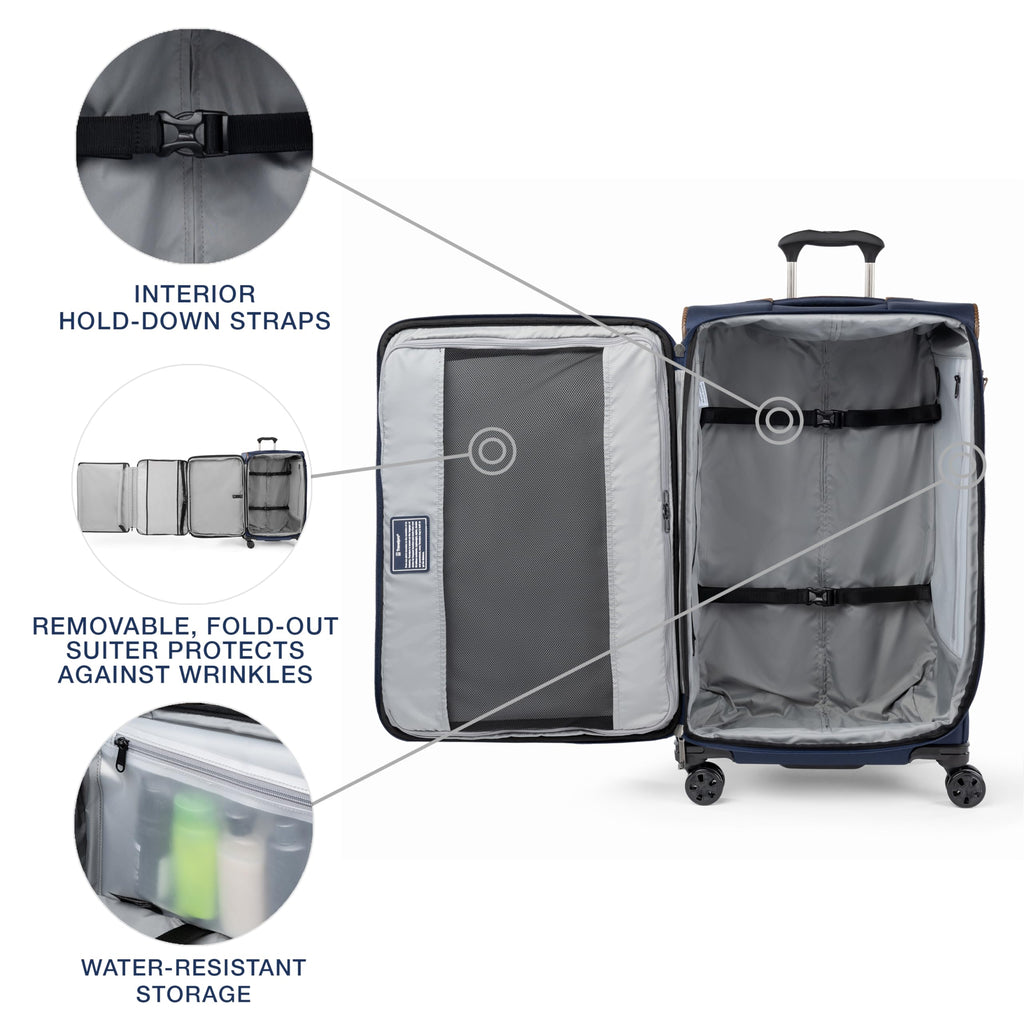 Travelpro Crew Classic Lightweight Softside Expandable Checked Luggage, 8 Wheel Spinner Suitcase, TSA Lock, Men and Women, Checked Large 29-Inch, Patriot Blue