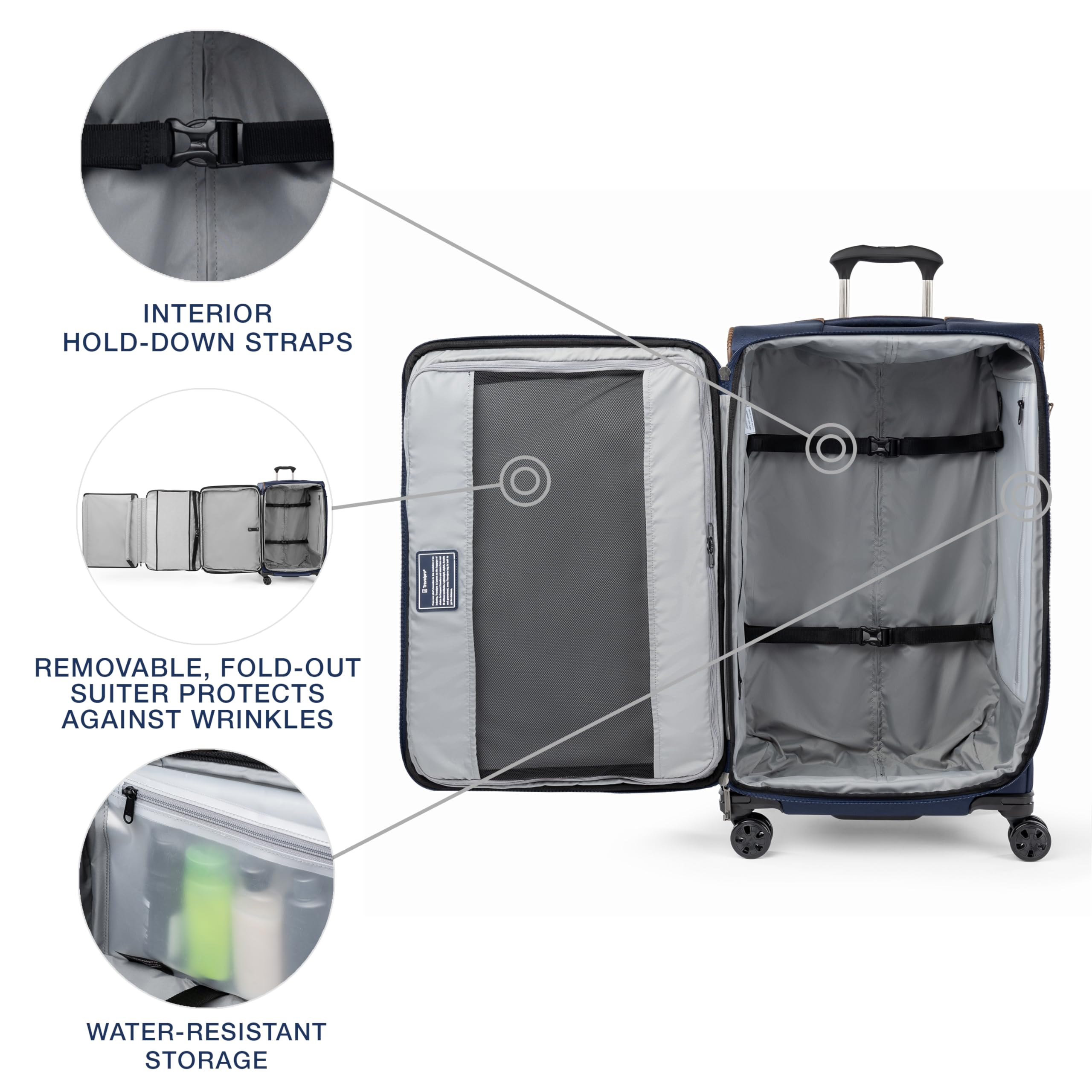 Travelpro Crew Classic Lightweight Softside Expandable Checked Luggage, 8 Wheel Spinner Suitcase, TSA Lock, Men and Women, Checked Large 29-Inch, Patriot Blue