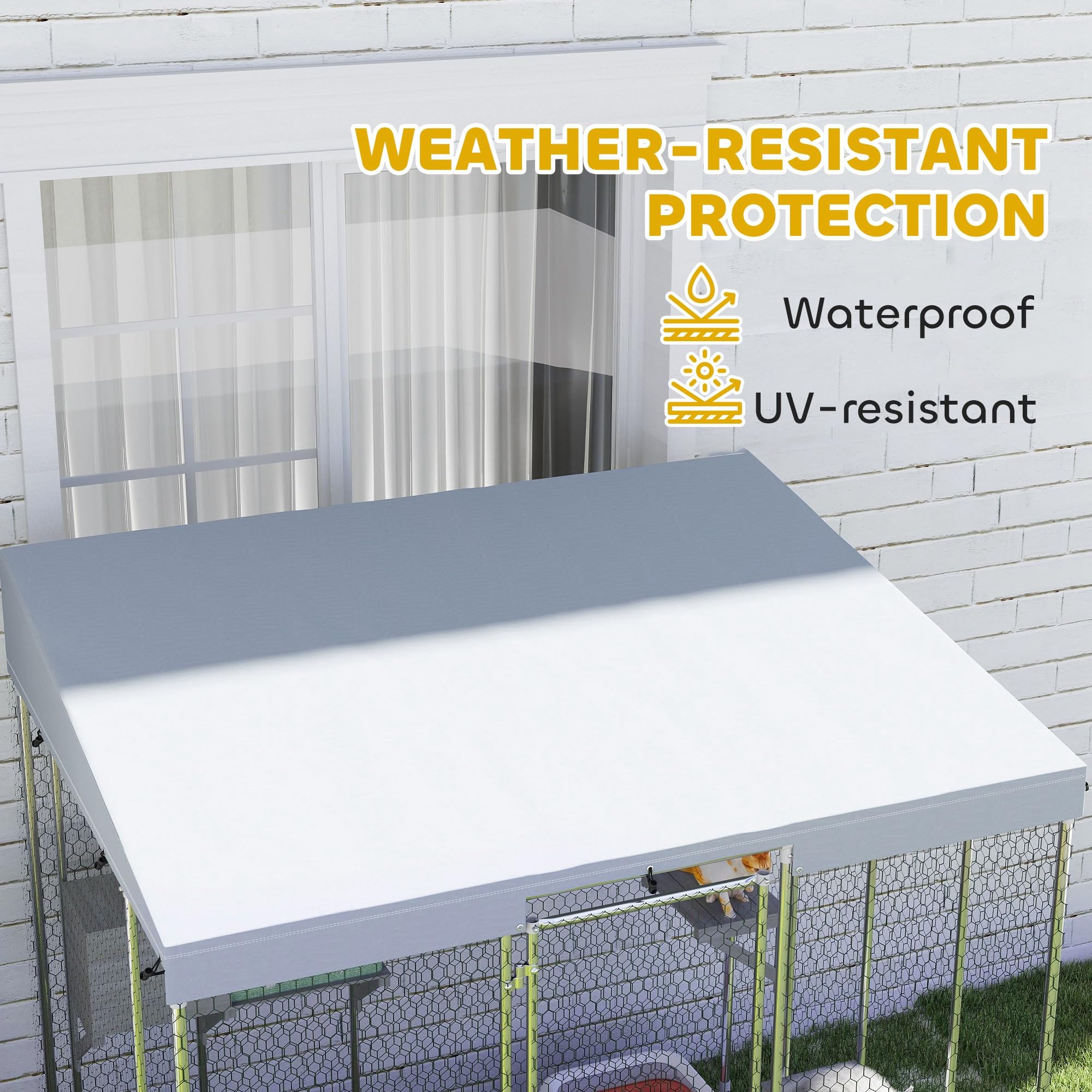 PawHut Catio Outdoor Cat Enclosure, 79" Large Walk-in Cat House with Waterproof Cover, Resting Box, 5 Jumping Platforms, Chicken Run Coop, Rabbit Hutch, Feral Cat Shelter Sloped Roof