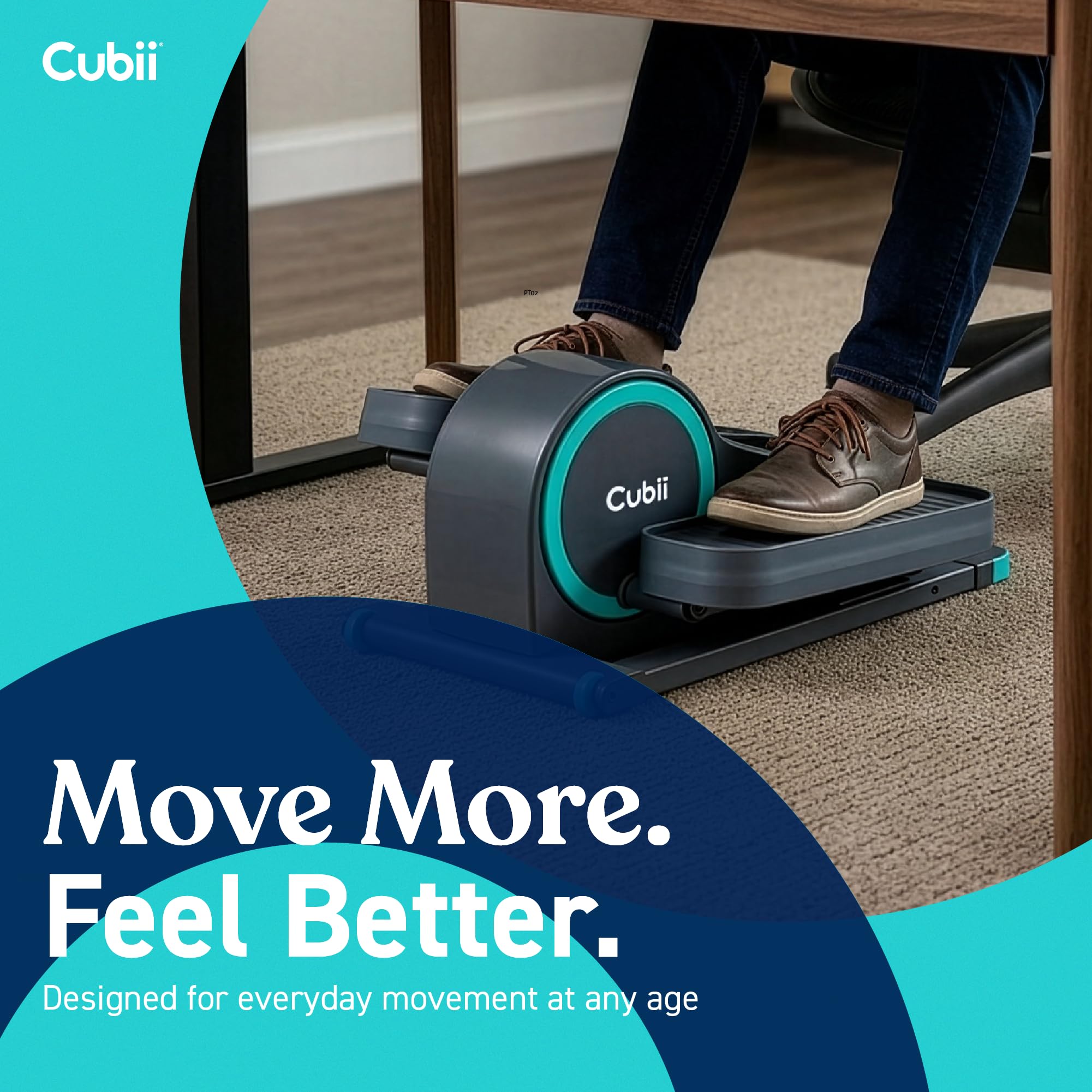 Cubii GO Under Desk Elliptical Bike, Portable Low Impact Leg Exerciser for Home and Office | Compact Exercise Machine with 10 Resistance Levels, LCD Display & App Tracking