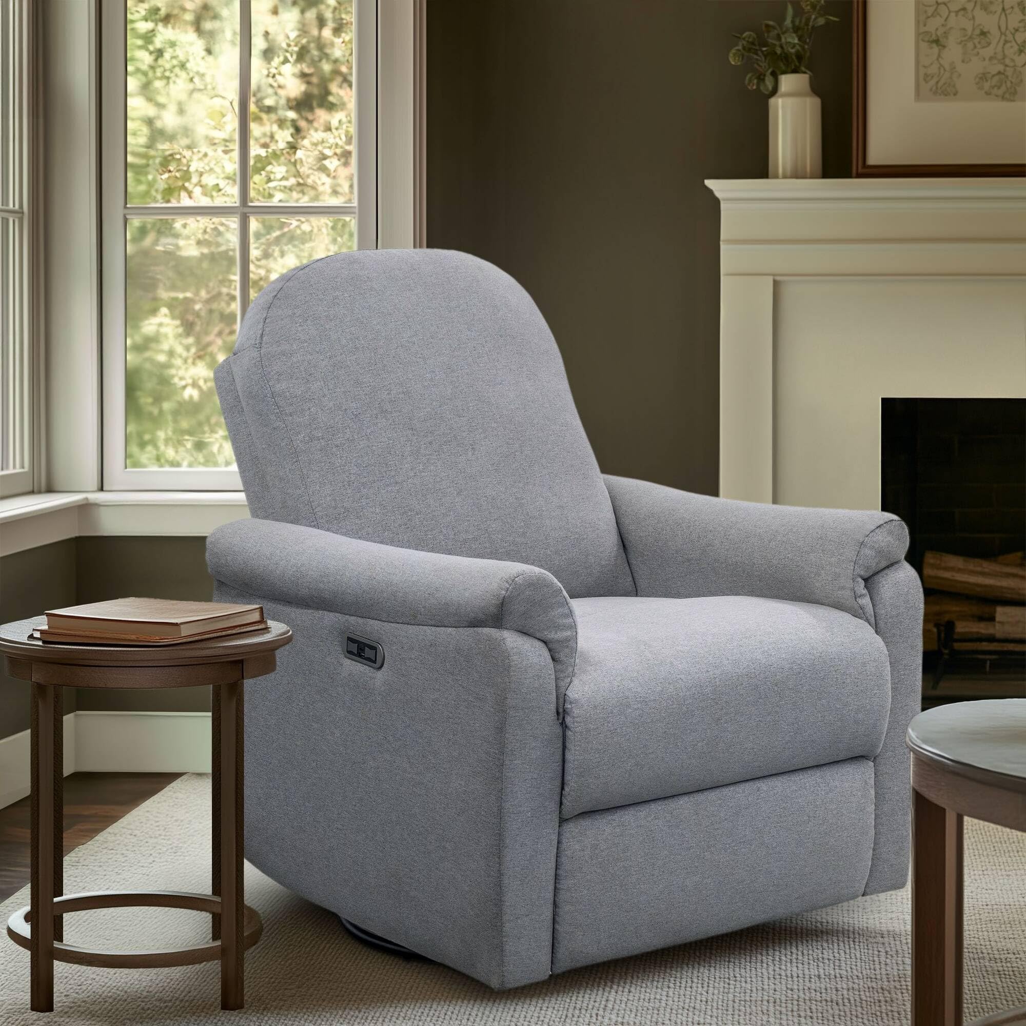 Madison Park Recliner & Rocking Chair: Glider Recliner Nursery Chair for Living Room & Bedroom, Swivel Rocker Recliner with a Rounded Back, Versatile 3-in-1 Accent Chair for Small Spaces, Light Grey