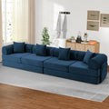 Trygoal 142" Oversized Modular Sectional Sofa Bed, 7-in-1 Convertible Corduroy Cloud Couch with Storage Bag & Reinforced Frame, Deep Seat Sectional Couches for Living Room, Tool-Free Assembly, Blue