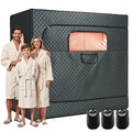 Albott 3 Person Steam Sauna for Home, Portable Sauna Tent with 3L 1500W Steamer, Extra Large Size 6.6’ x 3.3’ x 5.8’ Full Body Home Spa, Remote Control, Folding Chair, Grey
