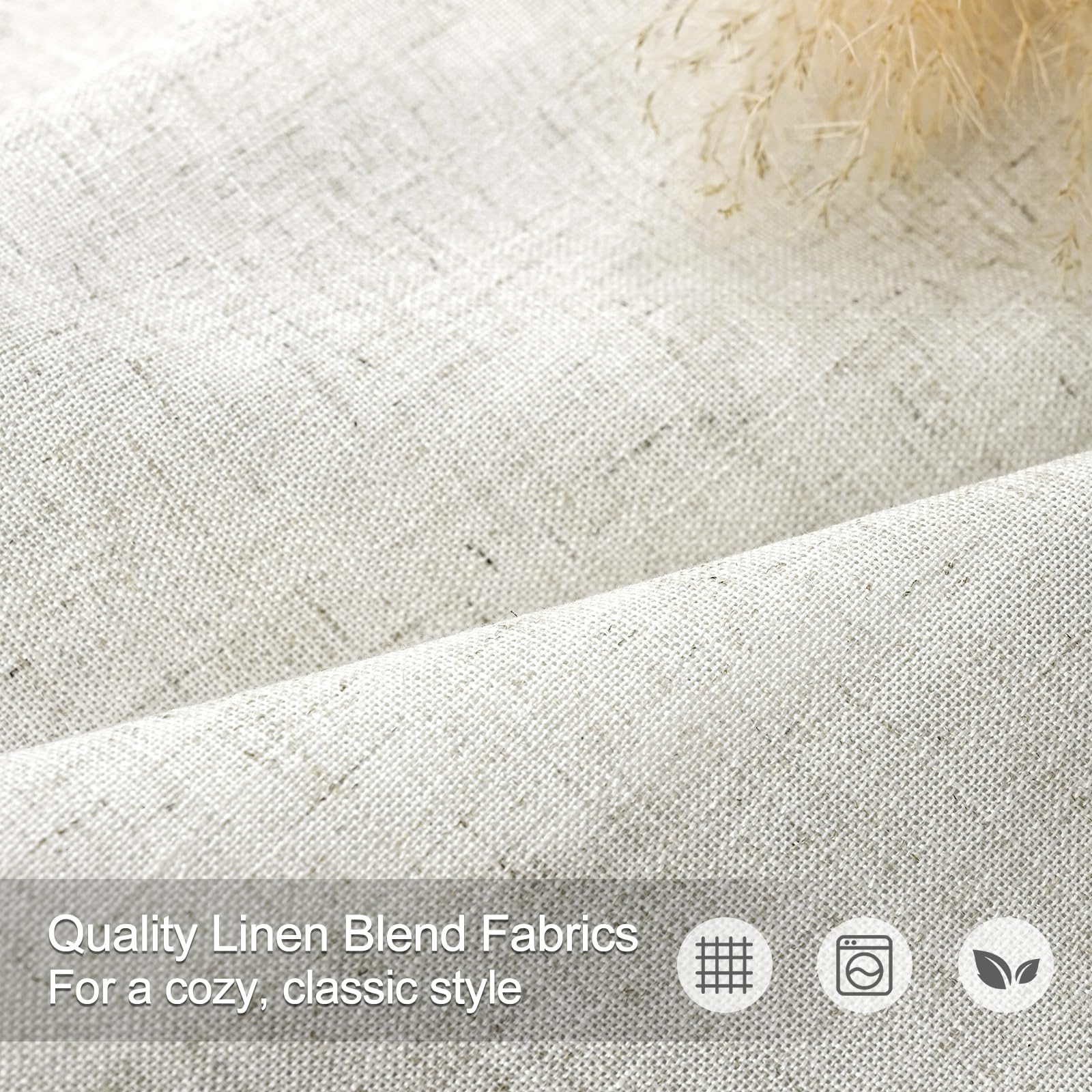 IVAPUPU Natural Linen Blend Pinch Pleated Curtains with 63'', 84'', 95'', 108'' Length
