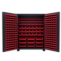 Jamco Tool Storage Cabinets with Bin Mounts, Model DE, Includes 230 Bins, 60-Inch W x 24-Inch D x 78-Inch H, Red Bins