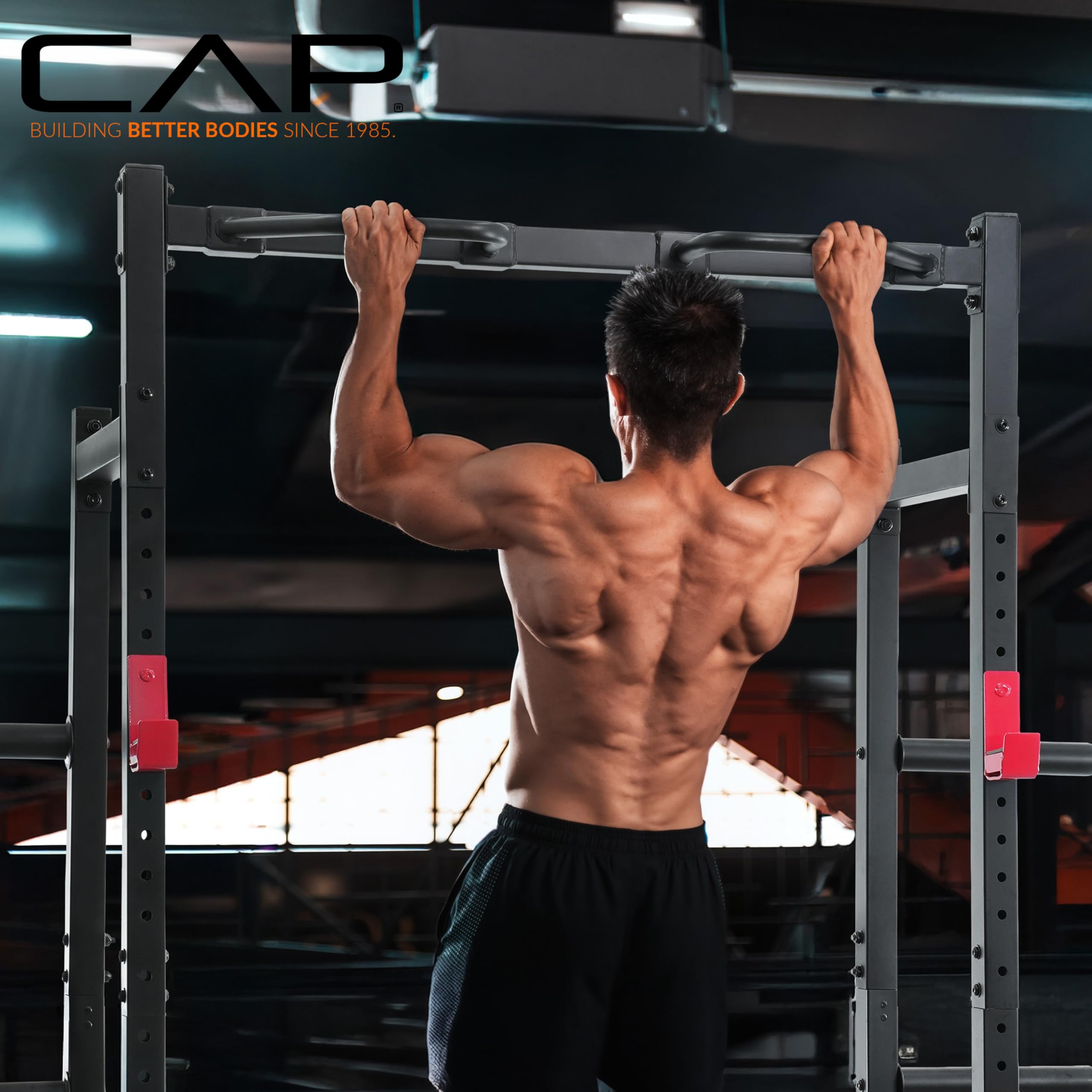 Cap Power Rack with Pull Up Bar & Attachments - Squat Rack & Strength Training Power Cage for Home Gym - Green