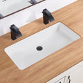 DEHOMEN 32 inch Undermount Bathroom Sink with Overflow for Shared Bathroom, Large Rectangular Single Bowl Vanity Basin For Modern Master Suite Double Faucet Setup, Porcelain Lavatory Vessel,White