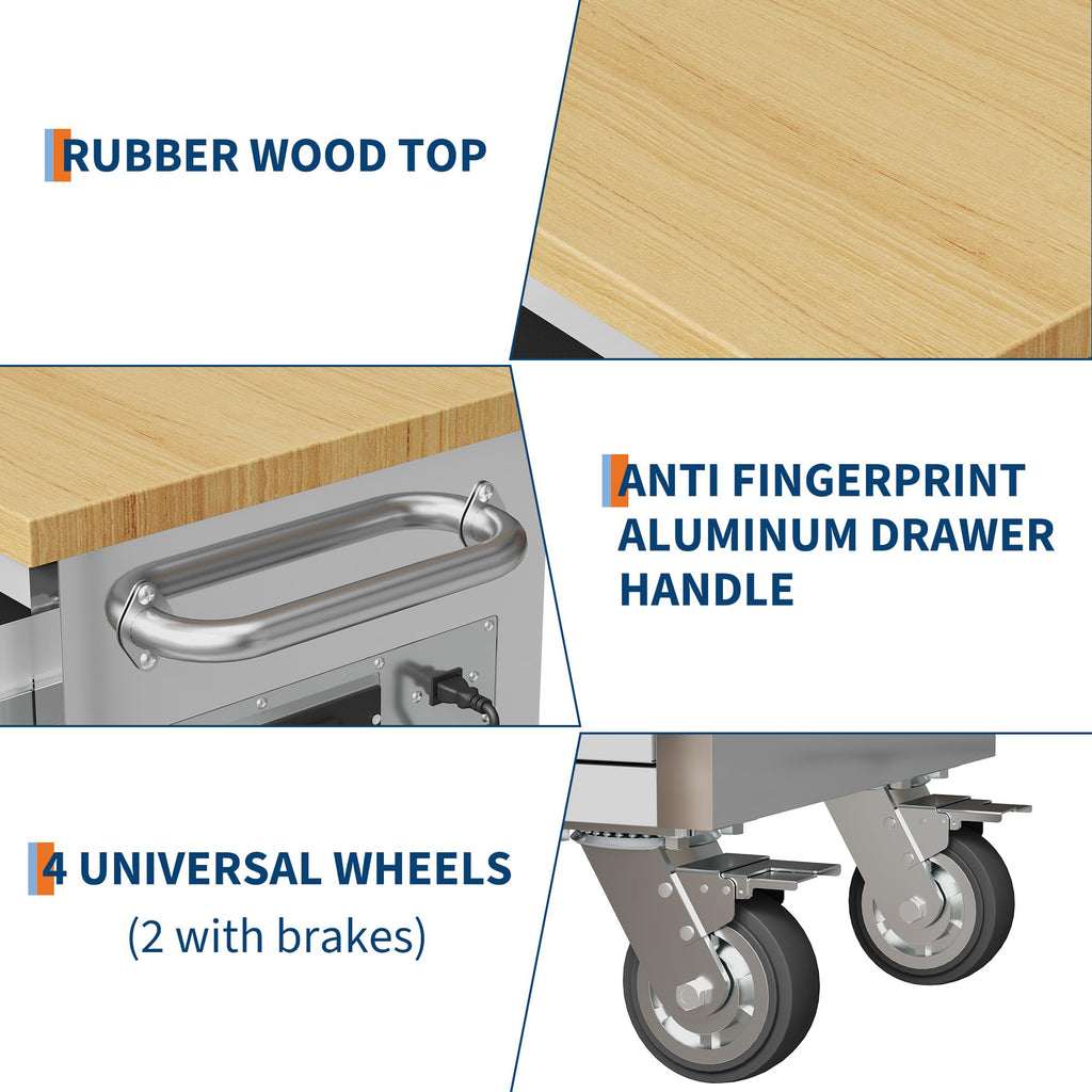 GAOMON 61 Inch Tool Chest, Tool Cabinet with 9 Drawers, Mobile Storage Cabinet with Locking System, Stainless Steel Material and Sturdy Structure, High Capacity for Home Workshop Kitchen and Garage.