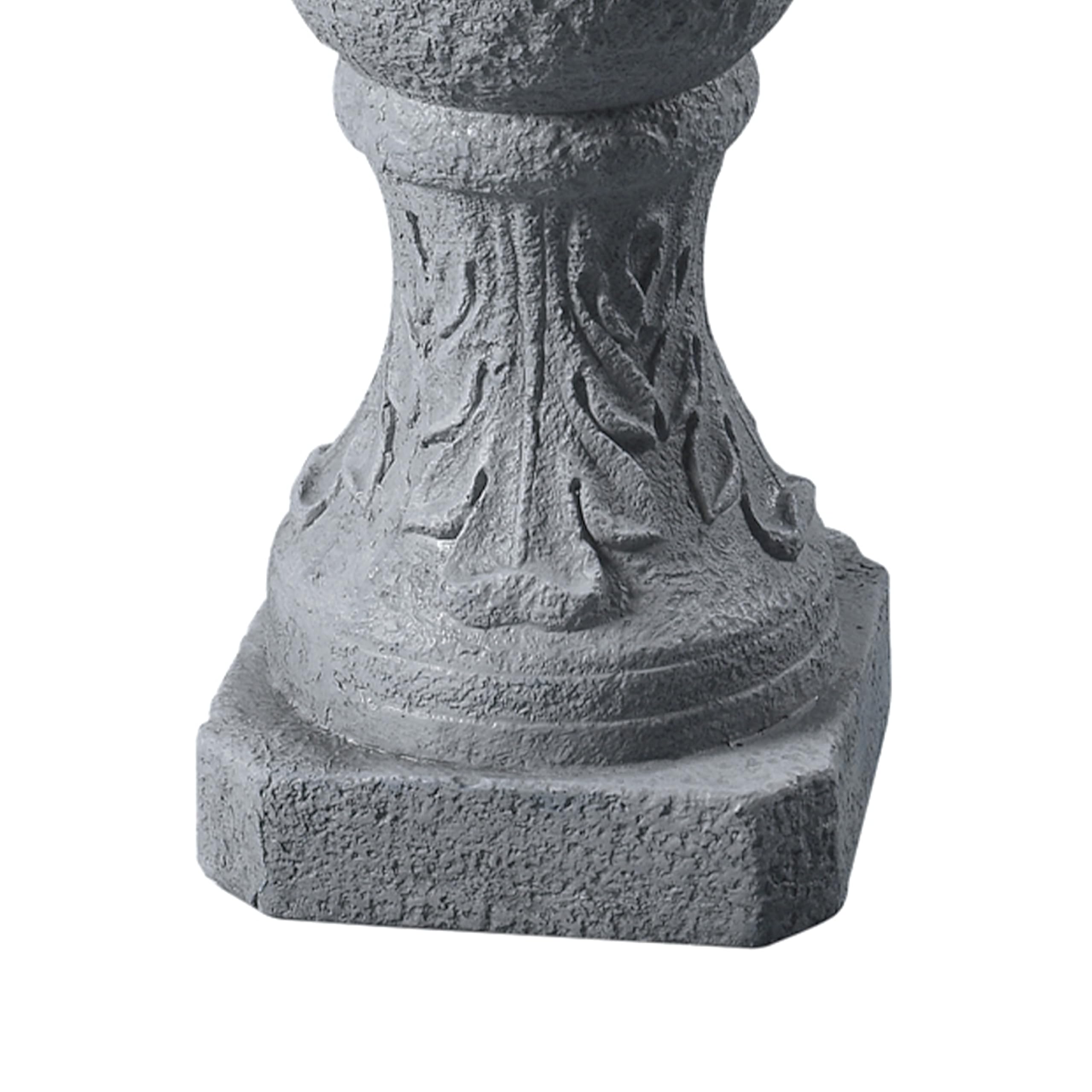 Teamson Home 52.56 in. Outdoor Two-Tier Water Fountain with Realistic ICY Stone Texture for Outdoor Living Spaces Creating a Calming Oasis for Gardens, Landscaping, Patios, Balconies, Lawns, Gray