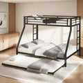 Bellemave Twin XL Over Queen Bunk Bed with Trundle, Heavy Duty Metal Frame with Full-Length Guardrails & Ladder, Bunk Beds with Trundle for Kids, Teens, Adults, Black