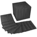 SUPERJARE 1" Extra-Thick Rubber Top Exercise Mat, Puzzle Gym Flooring for Home Gym, Gym Mat for Workout Equipment, Interlocking Floor Tiles with EVA Foam, 36 Pcs 144 Sq Ft, Black/Grey