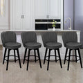 MINCETA 360° Swivel Bar Stools Set of 4, 26 Inch Counter Height Bar Stool with Shell Backrest, PU Leather Upholstered Bar Chair with with Footrest, for Kitchen Island, Home Bar, Dark Gray