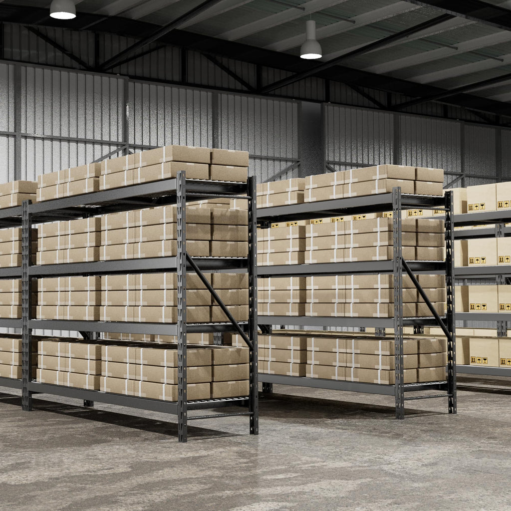 WORKPRO 8000LBS Storage Shelves, 77" Extra-Wide Garage Shelving, Heavy-Duty Metal Shelving Unit, Adjustable 4-Tier Garage Storage Rack for Warehouse, Basement,77" W X 24" D X 72" H, Black