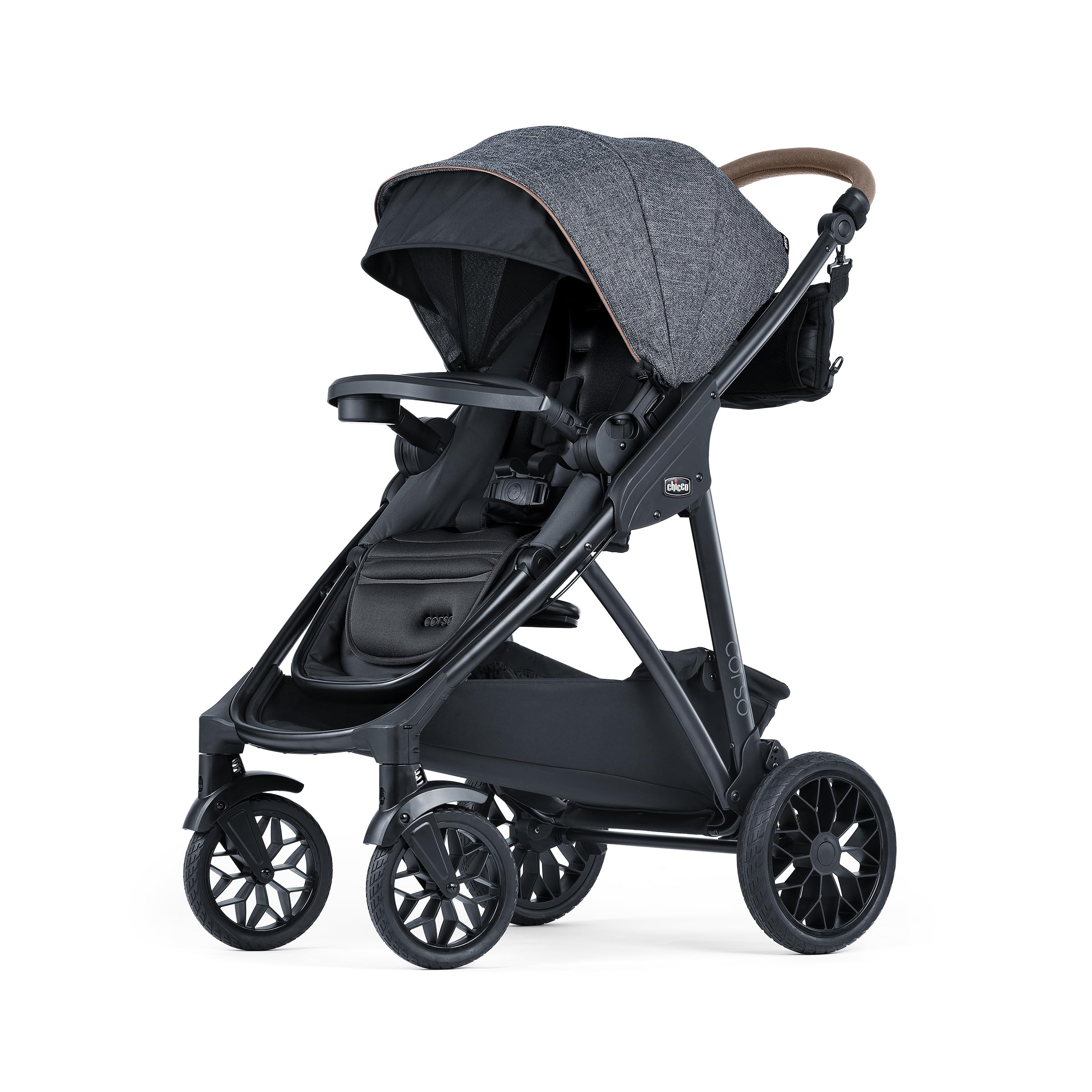 Chicco Corso Primo Modular Quick-Fold Stroller with Infant Car Seat Adapter, for Newborns and Toddlers, Summit/Grey