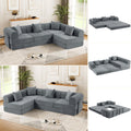 Trygoal 106.3" Oversized Convertible Sleeper Sofa Bed, L Shape Modular Sectional Cloud Sofa with Fixed-Shape Frame, Boneless Couch with Storage Pocket for Living Room, No Assembly Required, Gray