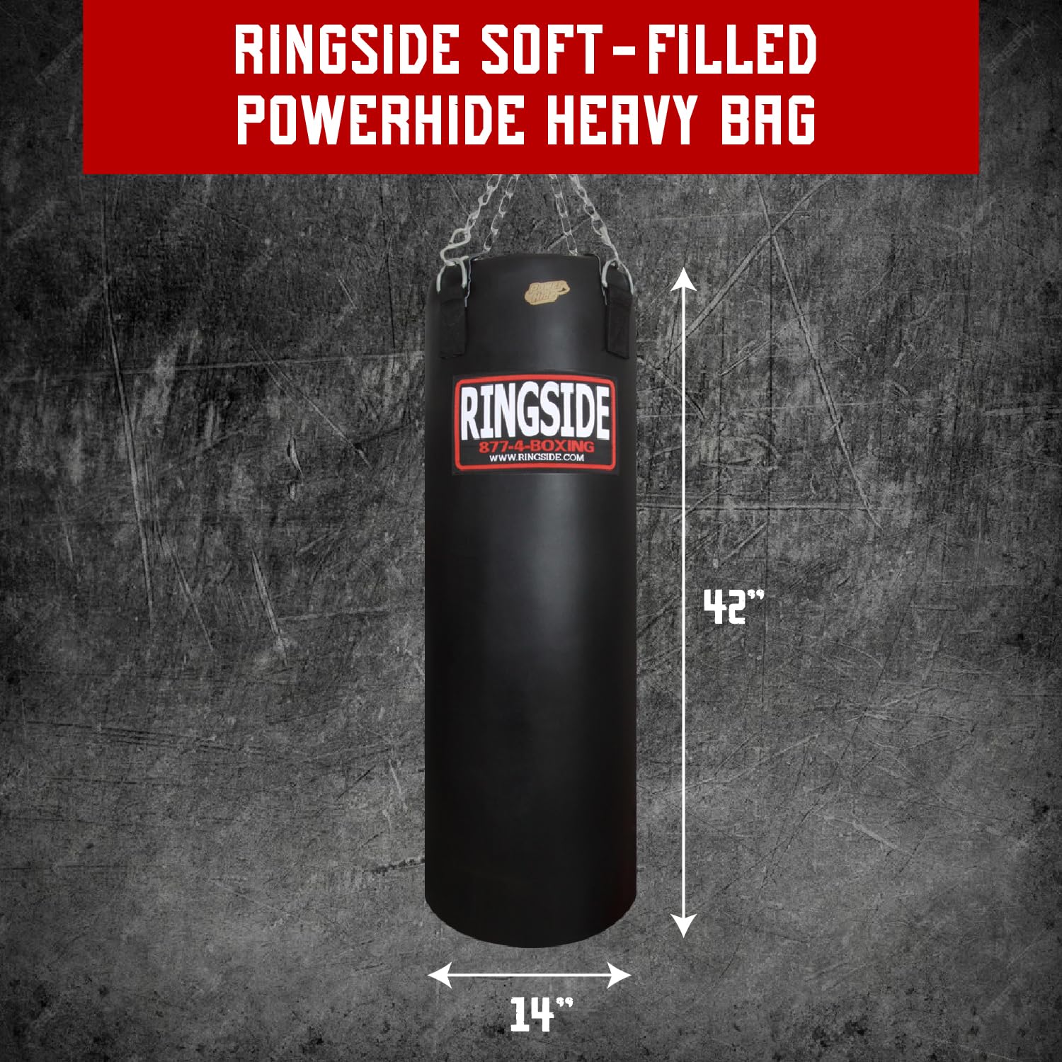 Ringside 100-pound Powerhide Boxing Punching Heavy Bag (Soft Filled) Black, 100 LBS