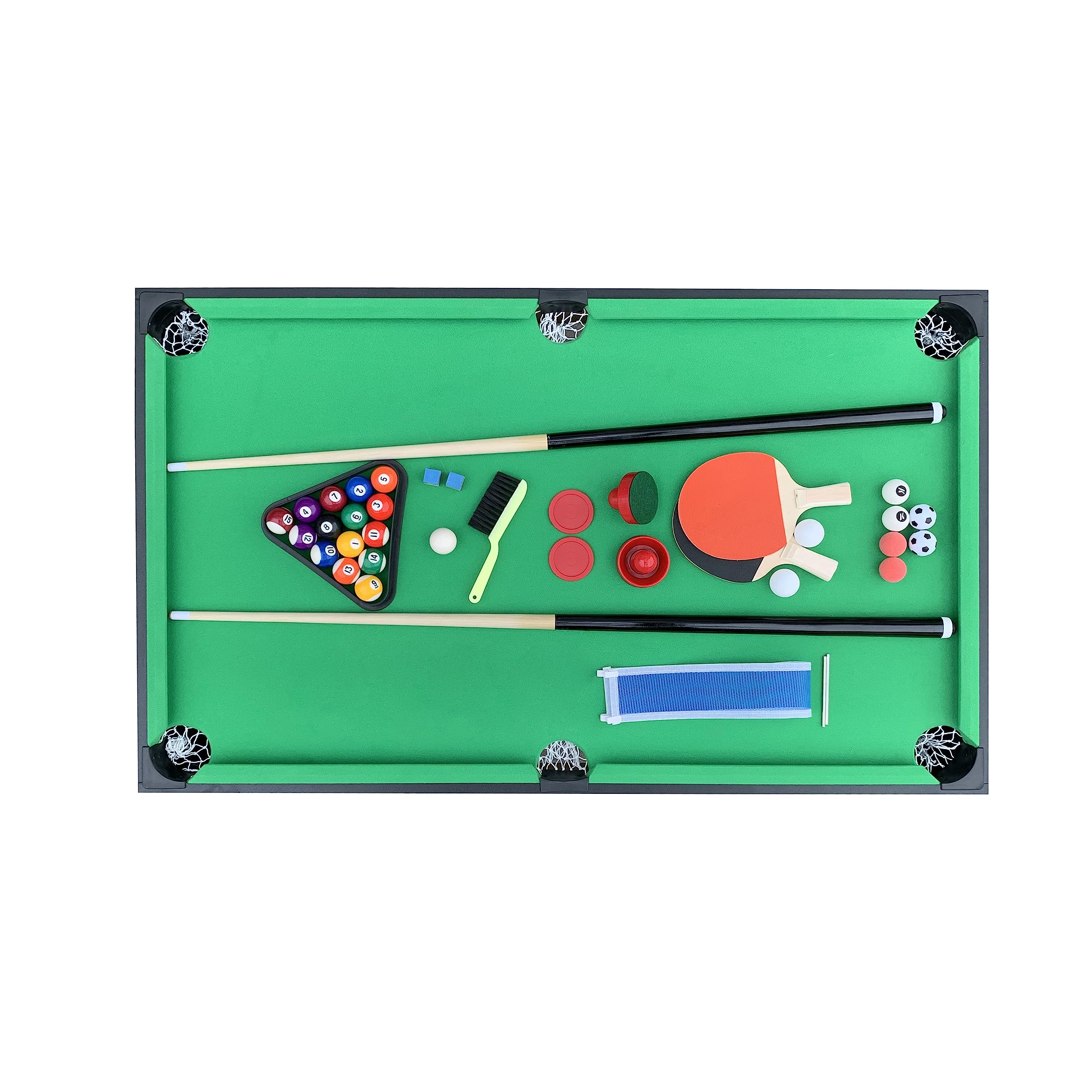 KICK Quatro 55" 4-in-1 Multi Game Table (Black) – Foosball, Billiards/Pool, Push Hockey & Ping Pong
