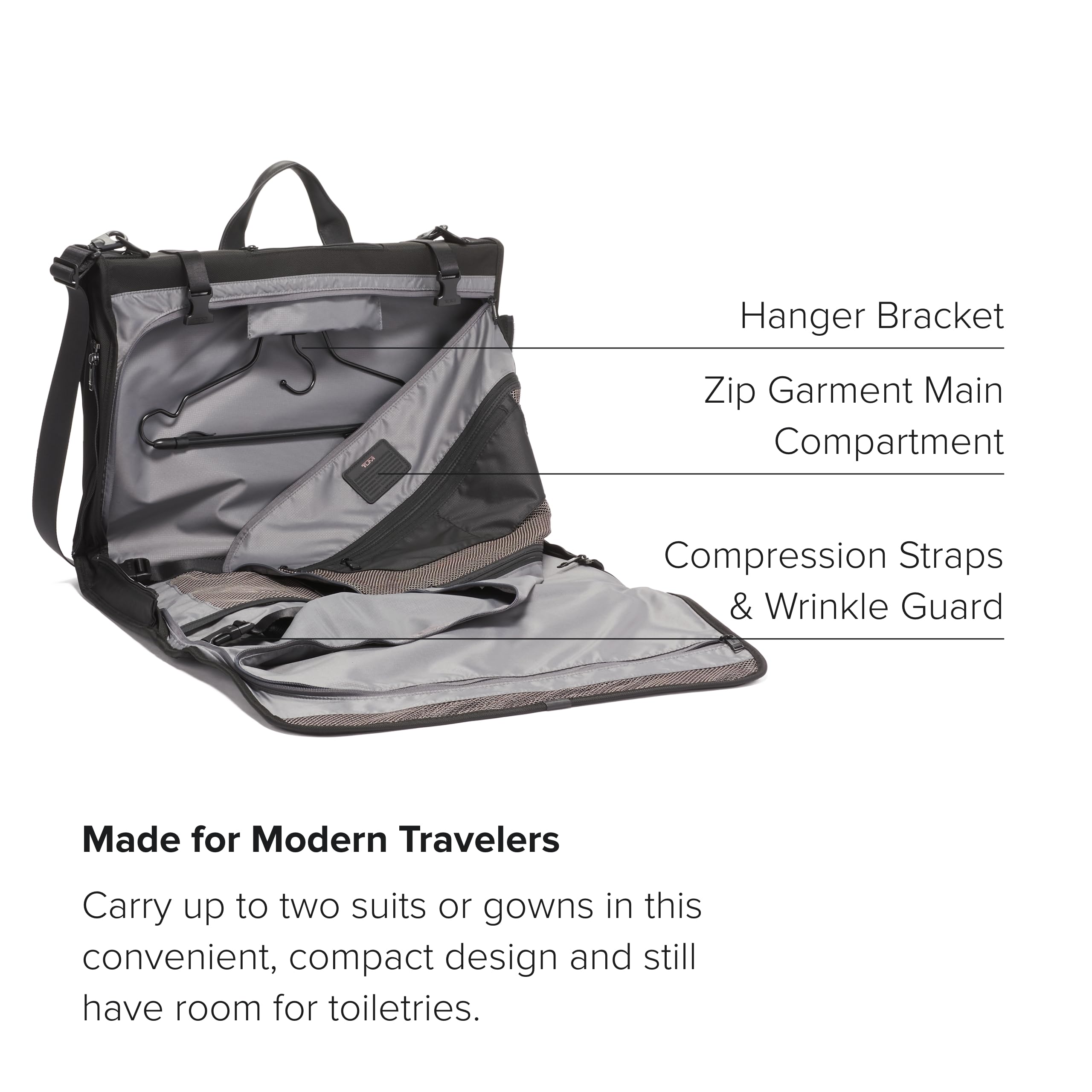 TUMI - Alpha Garment Bag Tri-Fold Carry-On - Business Travel Garment Bag - Fits Suits And Gowns - Top Carry Handles - Black