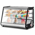 6.5 Cu.ft Commercial Countertop Refrigerators Display Case, Stainless Steel Beverage Refrigerator with LED Lighting, Auto Defrost, Adjustable Shelves, Rear Sliding Door for Cafe, Restaurant, Bakery