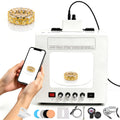 QIUNAOZI Jewelry Hanging Photography Kit, Jewelry Photo Light Box, with 360° Electric Rotating Feature, Turntable Diameter 11/15cm, Support Jewelry Hanging or Placing Black-TB20