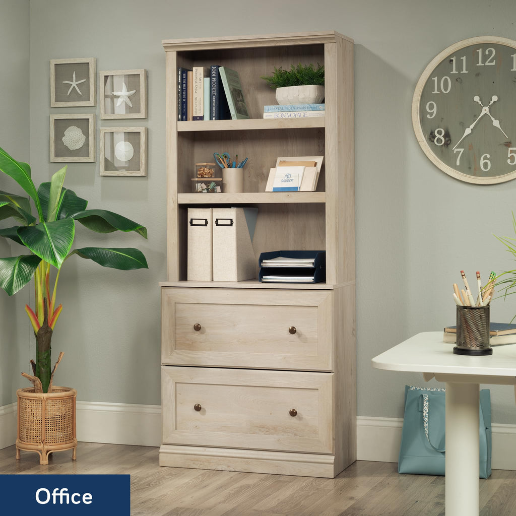 Sauder Miscellaneous Storage Library, Chalked Chestnut Finish