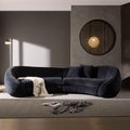 KEIKI 126" Curved Oversized Boucle Sectional Sofa with Love Heart Design, Modern 5-Seater Polyester Couch with 2 Decorative Pillows and Rolled Arms, Easy Assembly, for Apartment, Living Room, Black