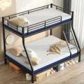 soges Twin Over Full Metal Bunk Bed Set with 6" Mattresses Included, All-in-One Bunk Bed for Adults, Heavy Duty Bunk Beds with Ladder & Guardrail, with Two Memory Foam Mattresses, Black
