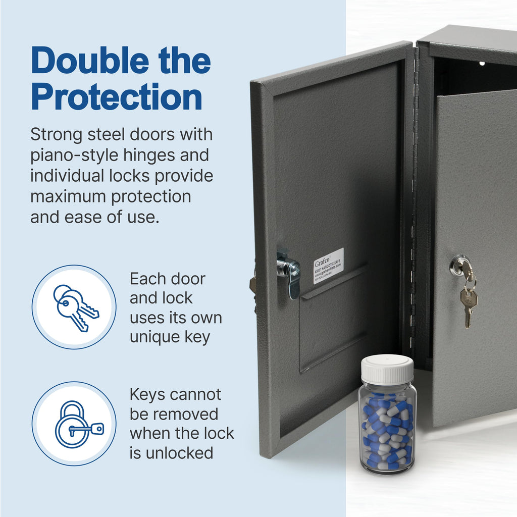 Graham-Field Locking Medicine Cabinet - Safe Narcotic, Drug & Medical Storage - Steel Double Doors & Locks