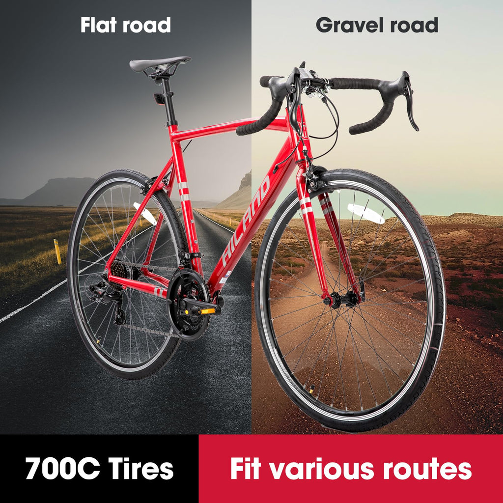 HH HILAND 700c Road Bike 14 Speed, Aluminum Frame Racing Bike, City Commuter Bicycle for Men Women