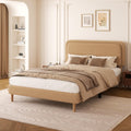 viplov Full Size Boucle Upholstered Platform Bed Frame with Adjustable Headboard, Soft Cloud Bed, No Box Spring Needed, Easy Assembly, Noise Free, Bworn