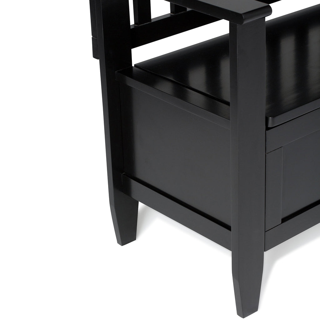 SIMPLIHOME Brooklyn Entryway Storage Bench - 48 inch Wide Solid Wood Hallway Bench in Black, Contemporary Mudroom Bench for Entry or Foyer with Lift-Up Lid and Spacious Hidden Storage