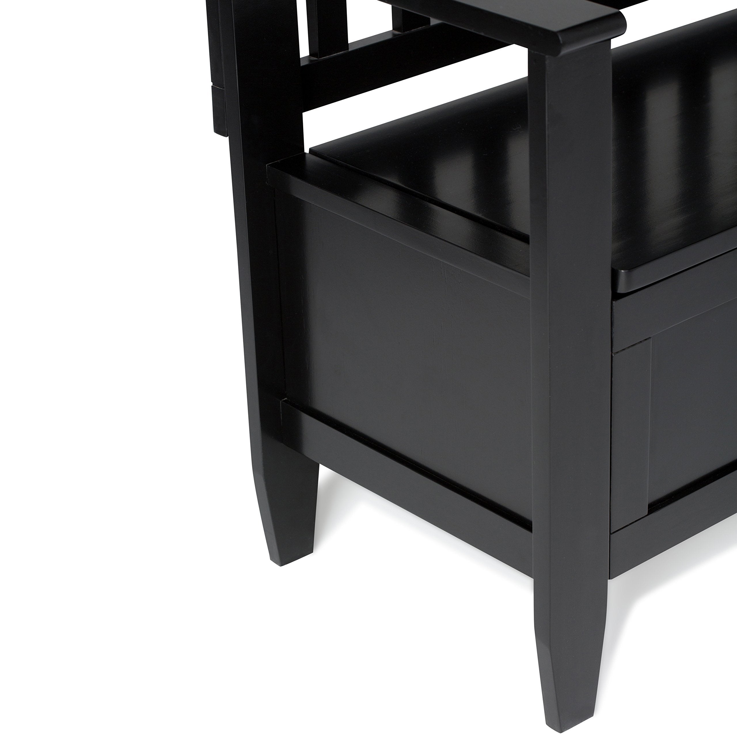 SIMPLIHOME Brooklyn Entryway Storage Bench - 48 inch Wide Solid Wood Hallway Bench in Black, Contemporary Mudroom Bench for Entry or Foyer with Lift-Up Lid and Spacious Hidden Storage