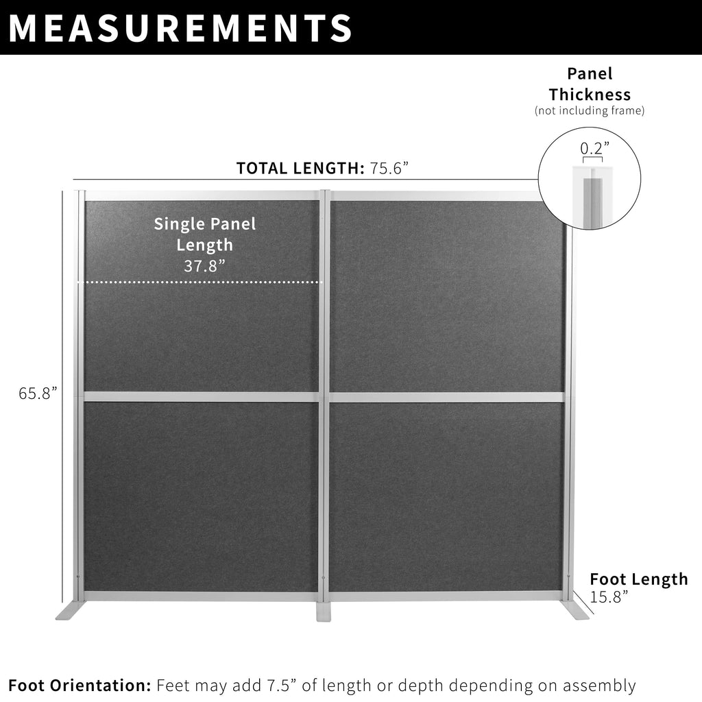 VIVO Modular Wall System, 2 PET Panels, Modern Professional Office Cubicle Dividers, Freestanding Privacy-Screen, 66 inches High, Dark Gray, PP-MWS63D